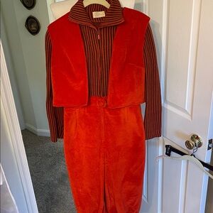 Vintage Red and Brown Two-Piece Outfit